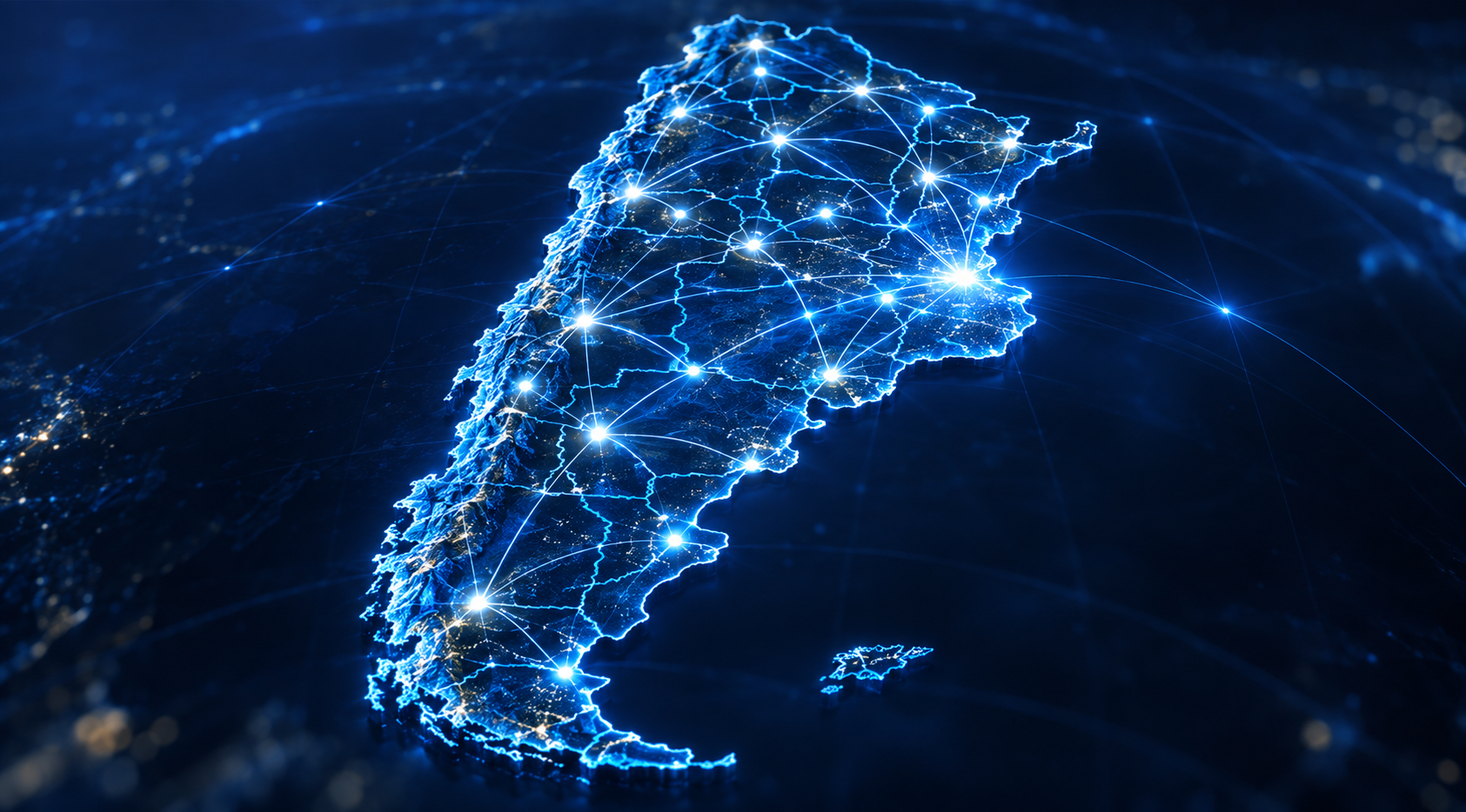 Mapa de Argentina con la red de instalaciones de Exodo